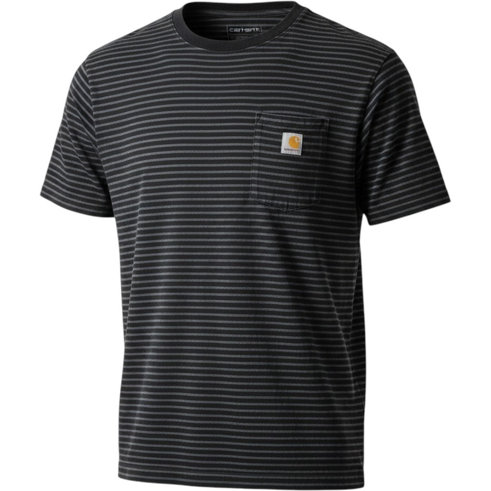 Carhartt Mens XL Original Fit Striped Pocket T-Shirt Charcoal Black Short Sleeve
